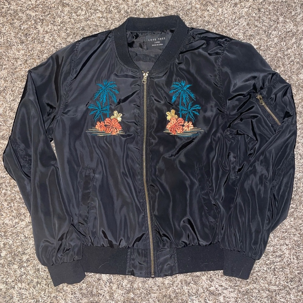 Love Tree Vintage Stitched Aloha Bomber Jacket